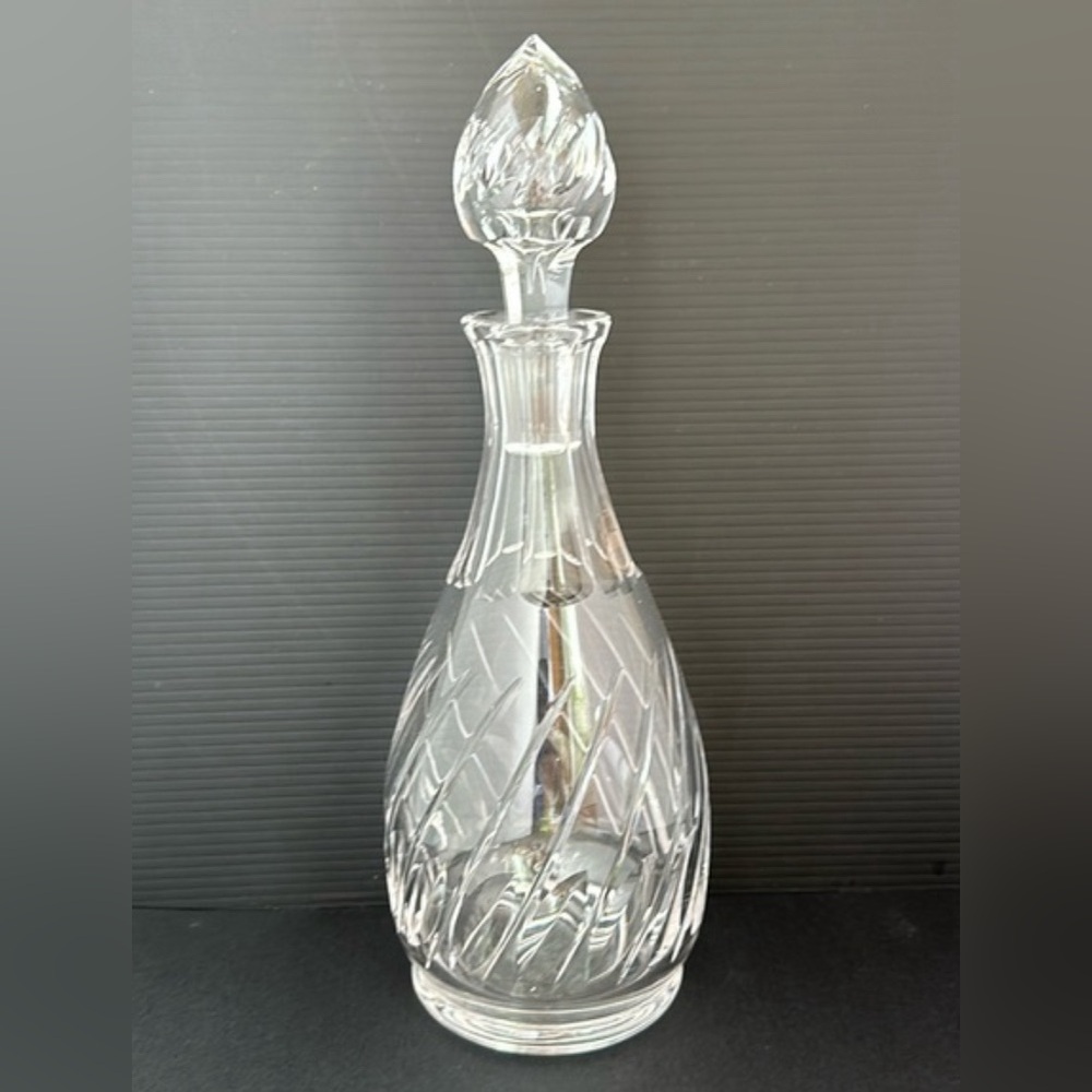 Decanter by Stuart England Signed Crystal ‘Lyric’ Swirl and Leaf Pattern 11”H
